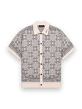 AMIRI MA QUAD CHECK MESH KNIT SHIRT ALABASTER