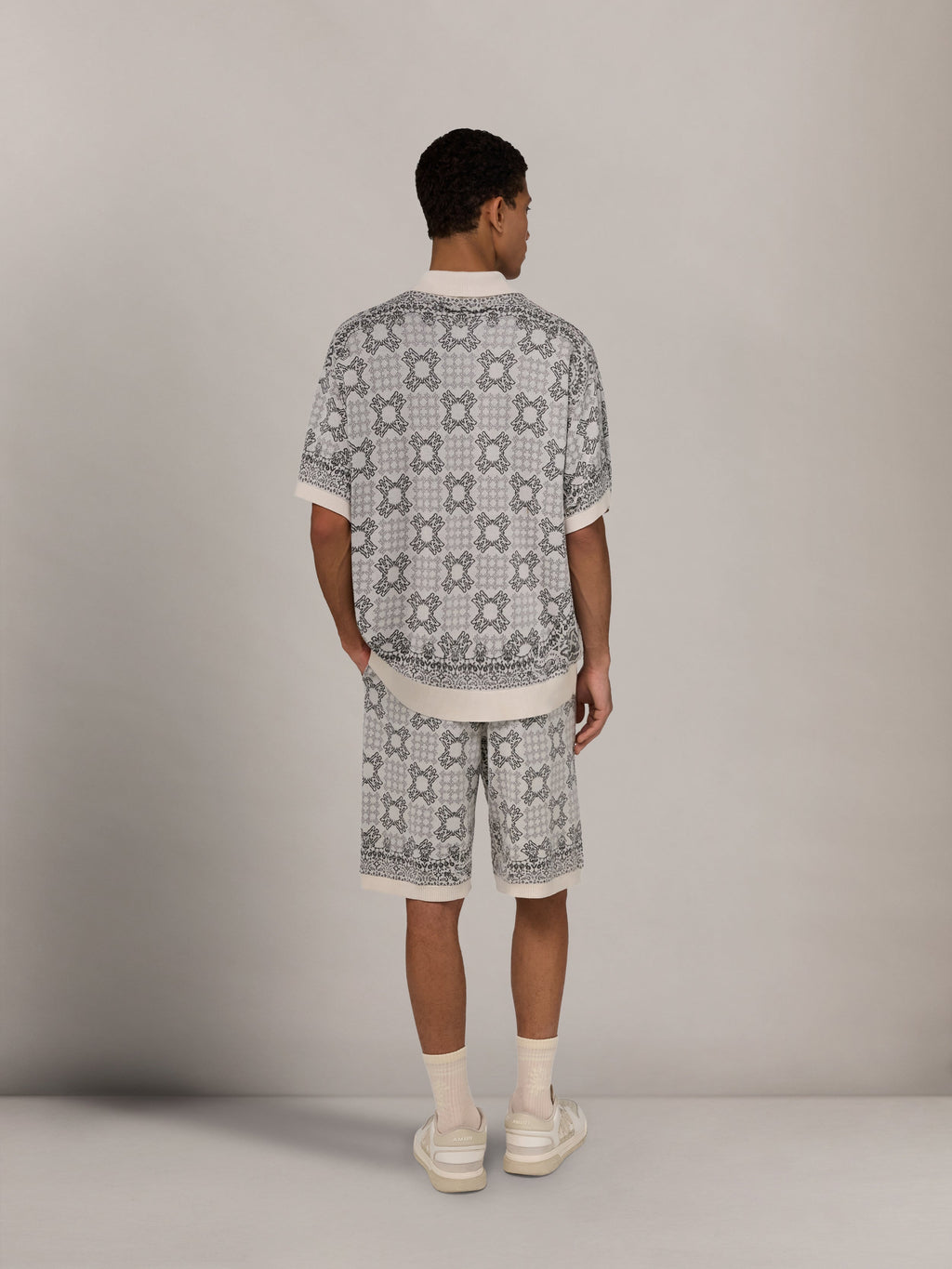 AMIRI MA QUAD CHECK MESH KNIT SHIRT ALABASTER — vista 4