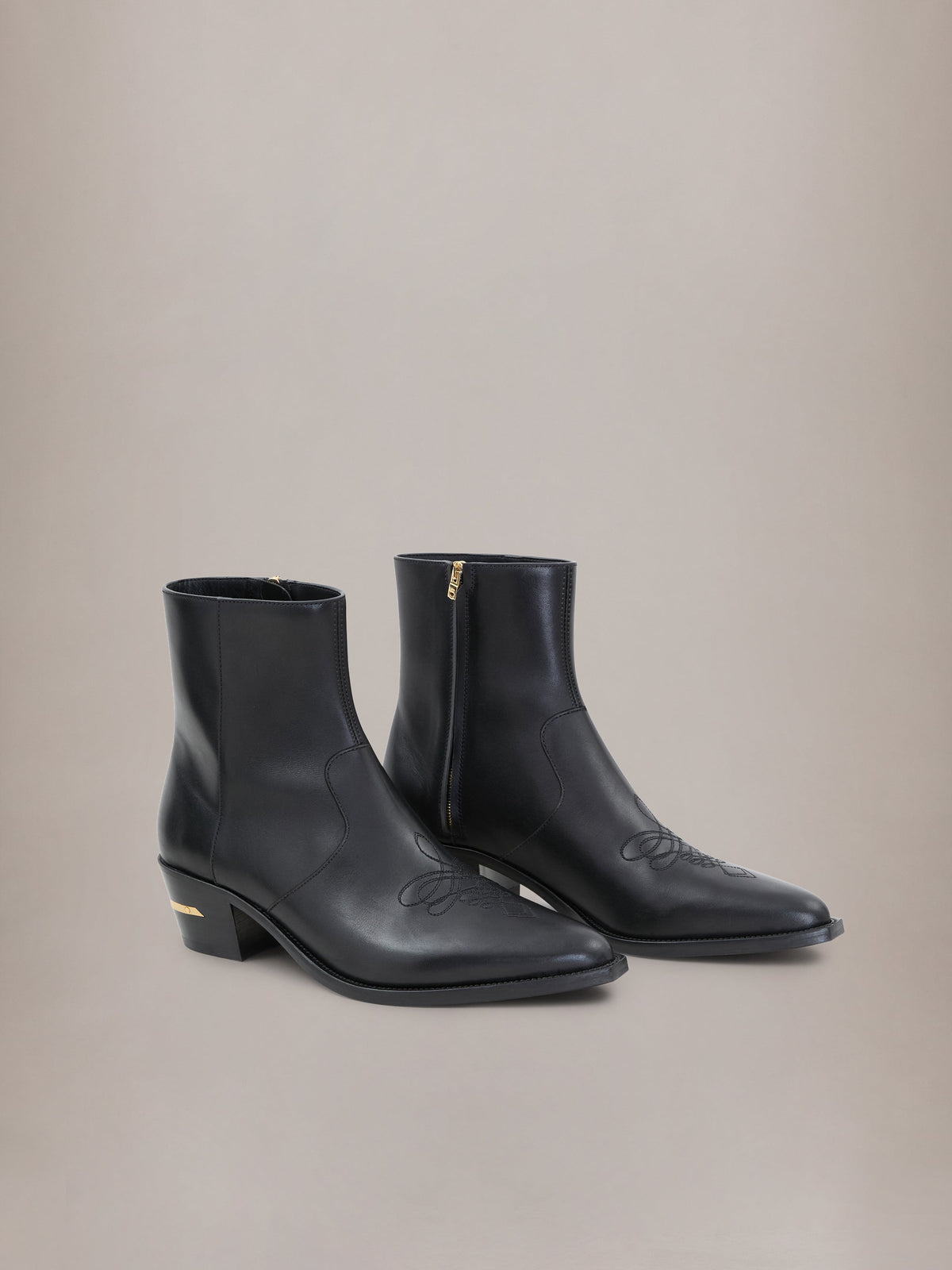 AMIRI LEATHER RYDER BOOT BLACK GOLD — vista 2