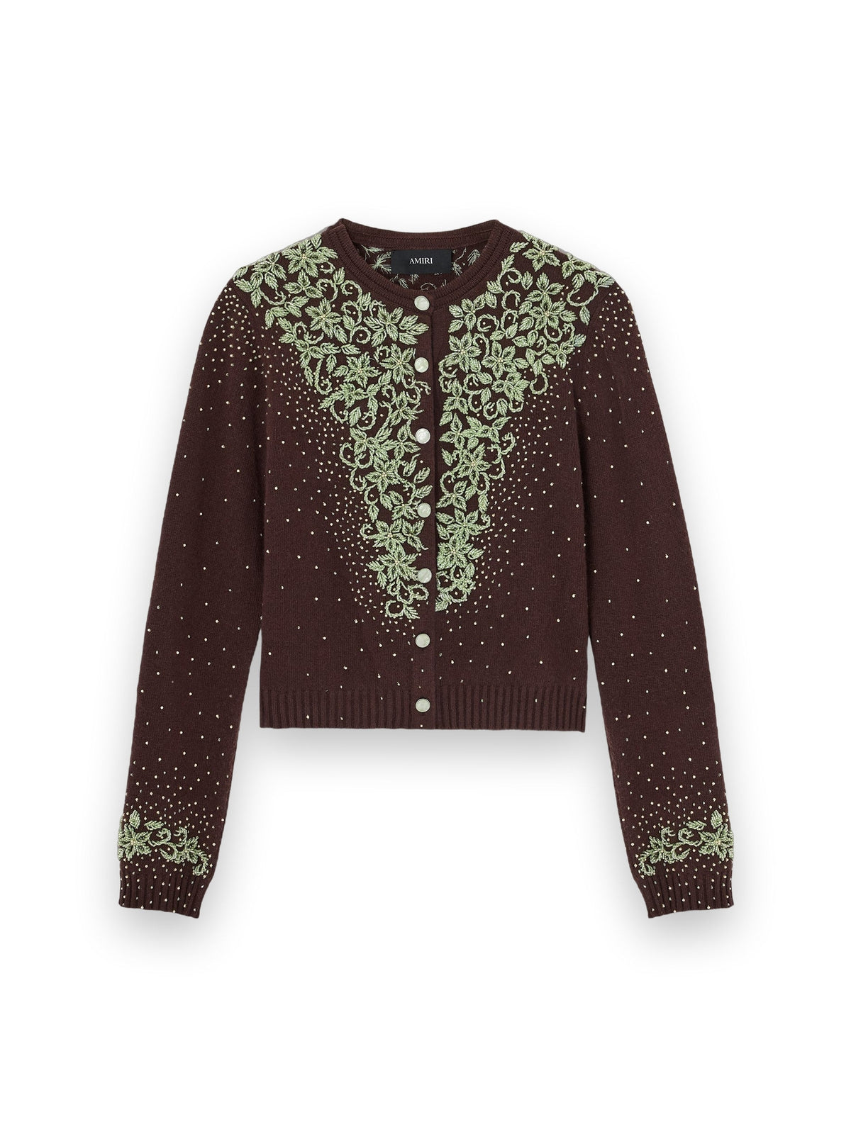 AMIRI EMBELLISHED KNIT CARDIGAN HUSK