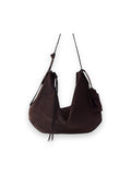 AMIRI SUEDE BISCOTTO SHOULDER BAG DARK BROWN