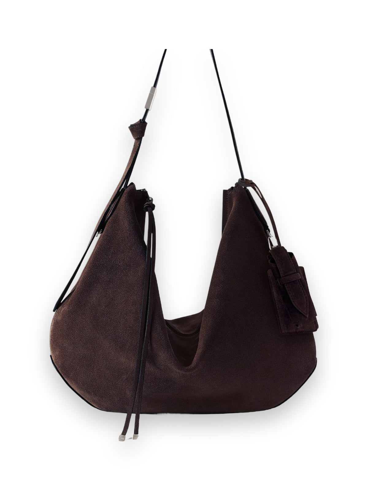 AMIRI SUEDE BISCOTTO SHOULDER BAG DARK BROWN