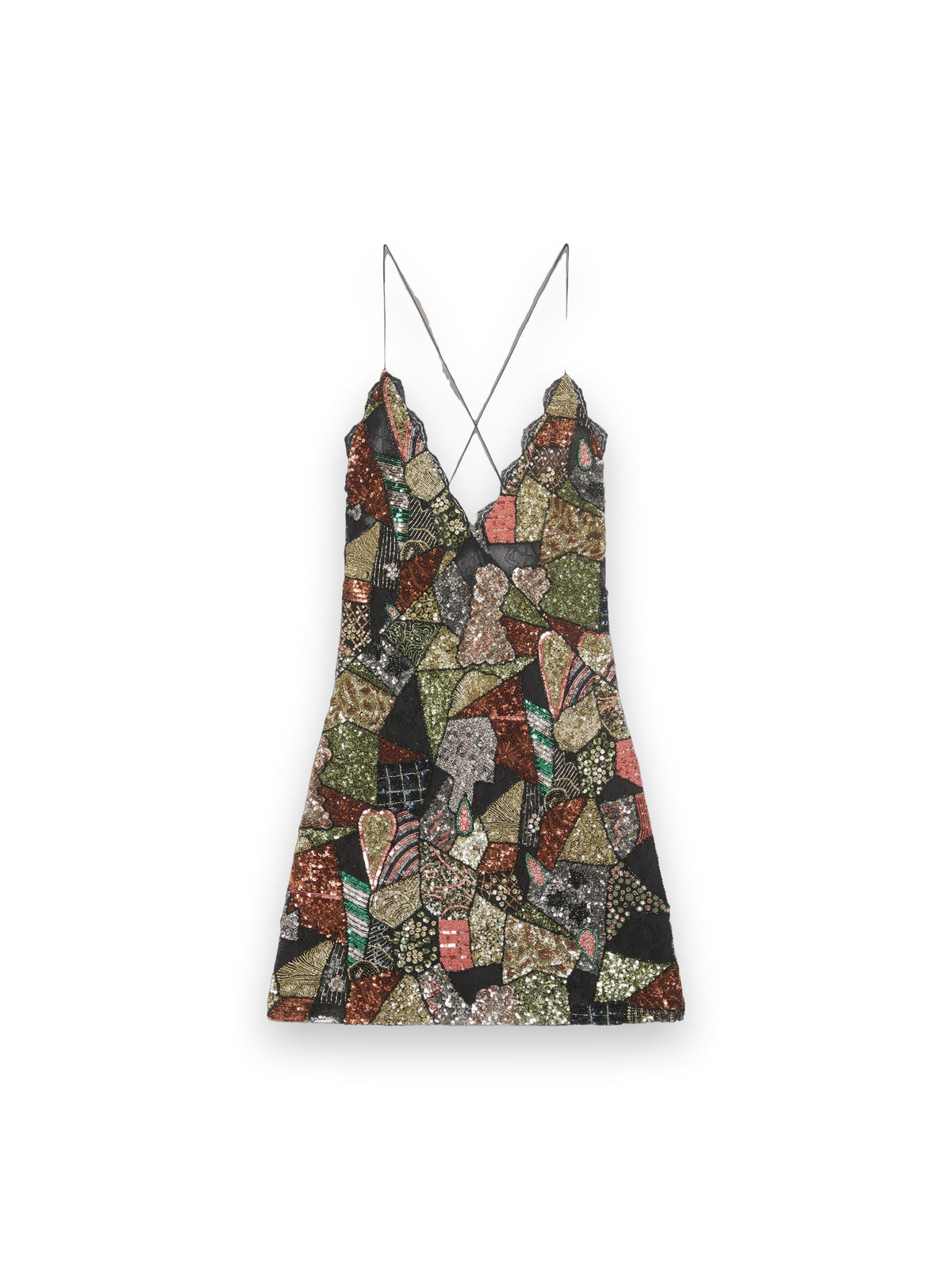 AMIRI EMBELLISHED MINI DRESS BLACK