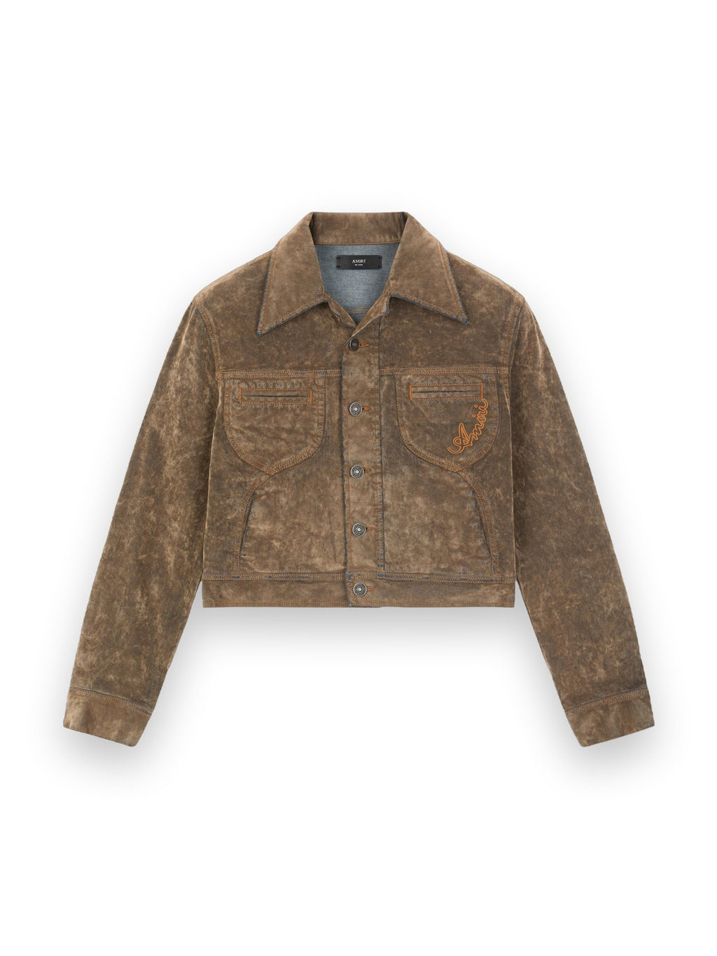 AMIRI FLOCK VINTAGE CUT DENIM JACKET FOSSIL