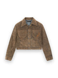 AMIRI FLOCK VINTAGE CUT DENIM JACKET FOSSIL