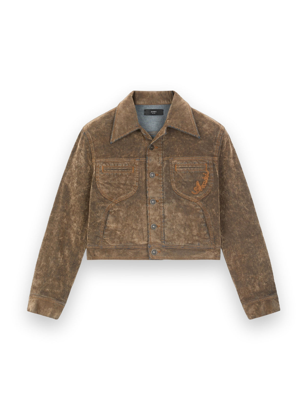 AMIRI FLOCK VINTAGE CUT DENIM JACKET FOSSIL
