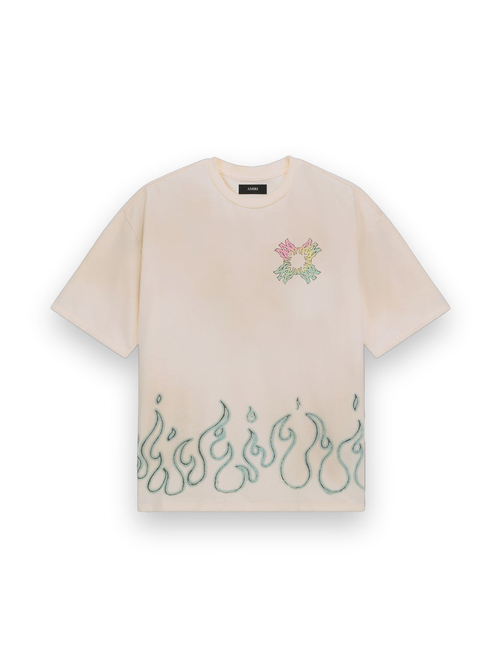 AMIRI MA QUAD FLAMES OVERSIZED TEE IVORY