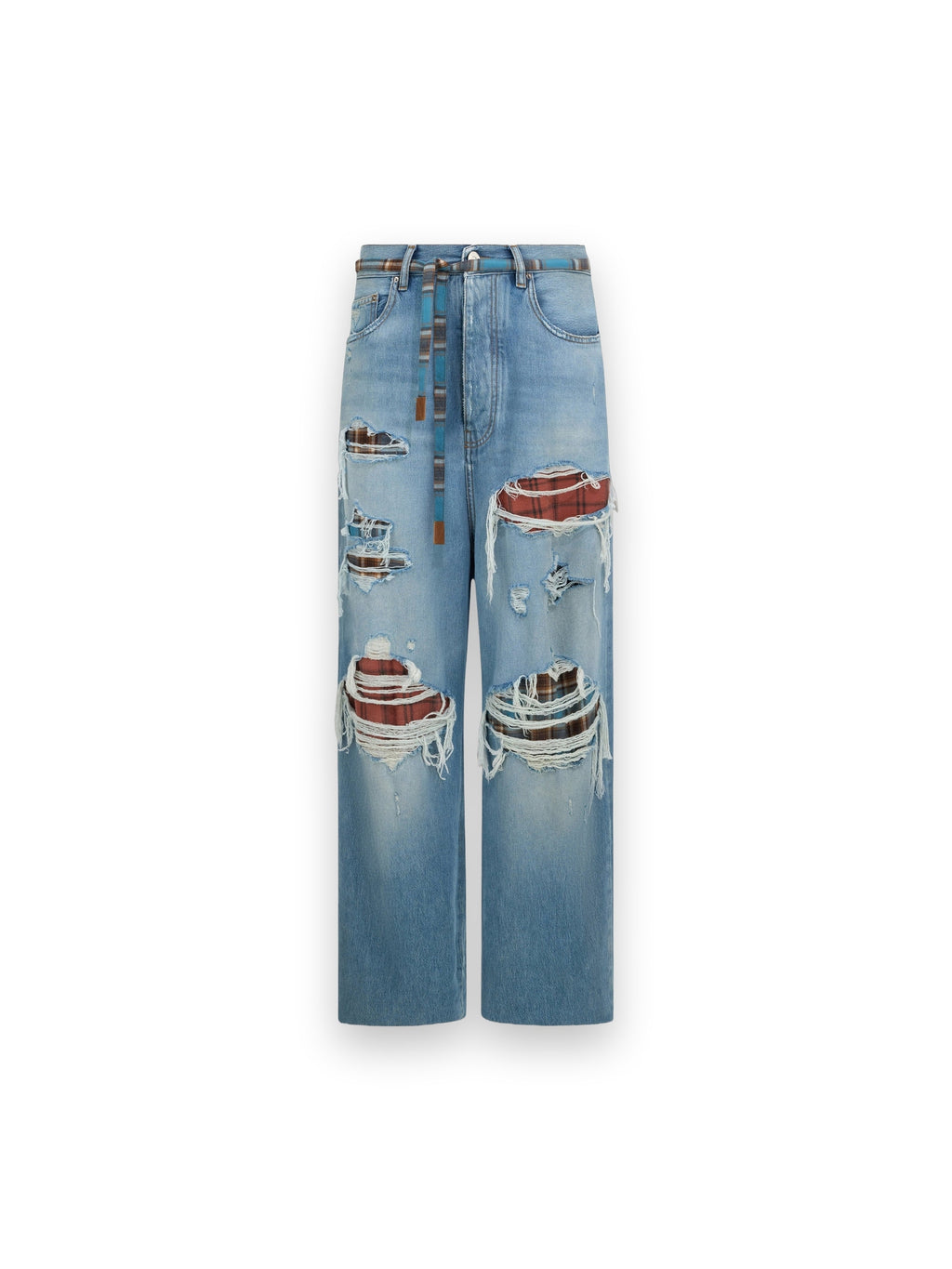 AMIRI FLANNEL REPAIR BAGGY JEAN SURFRIDER INDIGO