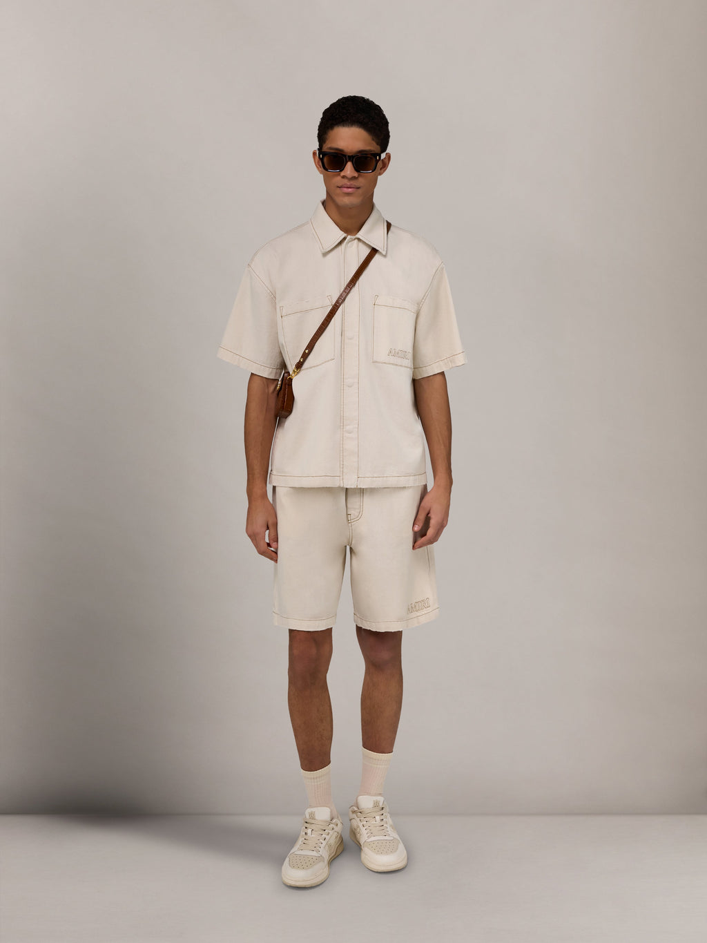AMIRI DRAWSTRING DENIM SHORT ECRU — vista 2