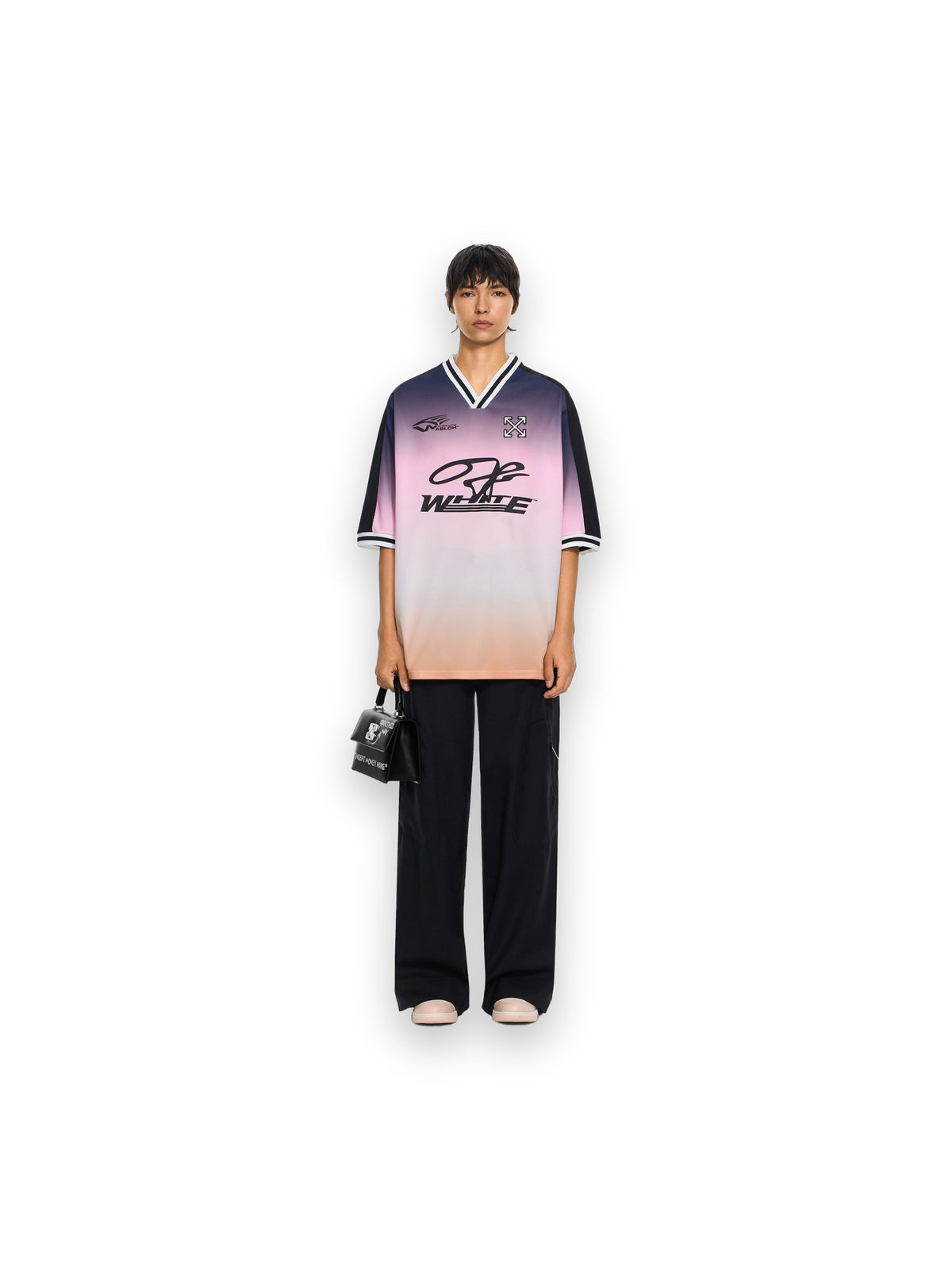 OFF-WHITE DEGRADE SOCCER T-SHIRT BELLINI BLACK