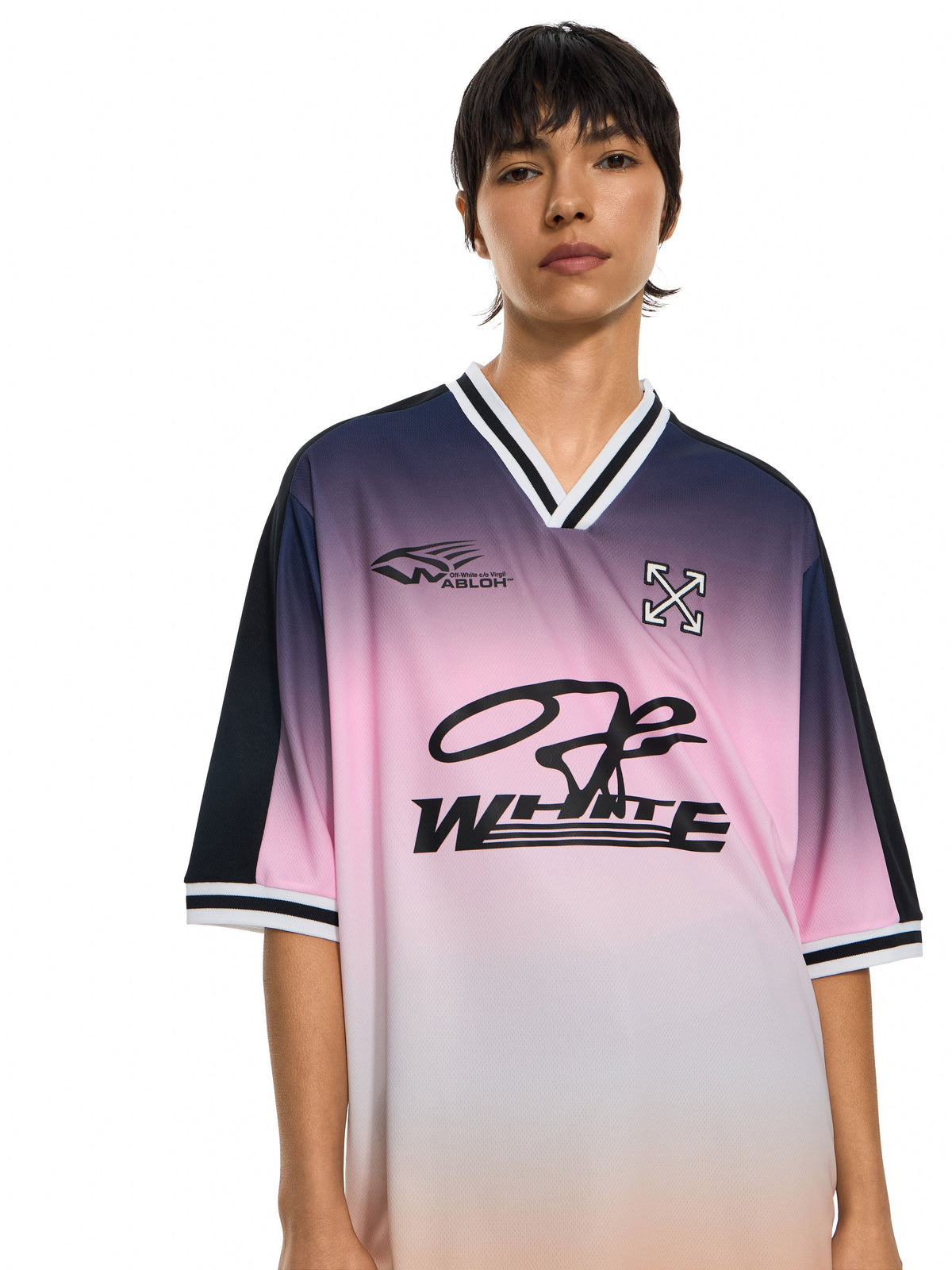 OFF-WHITE DEGRADE SOCCER T-SHIRT BELLINI BLACK — vista 5