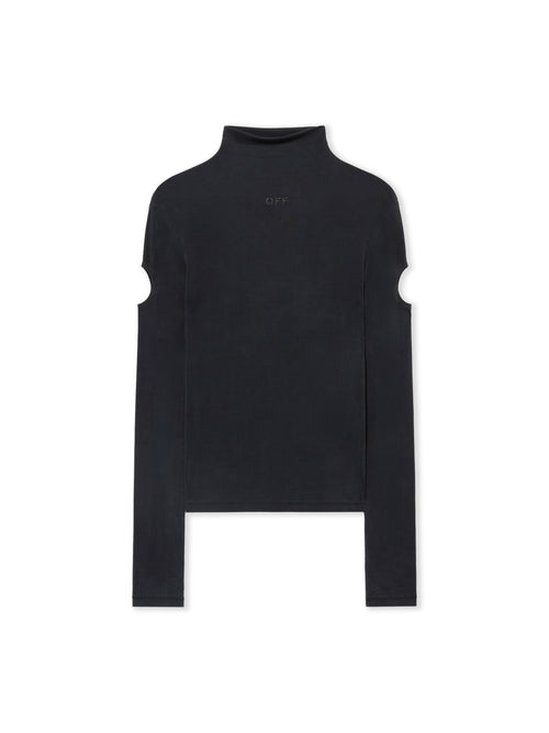 OFF-WHITE CUPRO RIB METEOR LONG SLEEVE TOP BLACK-BLACK — vista 2