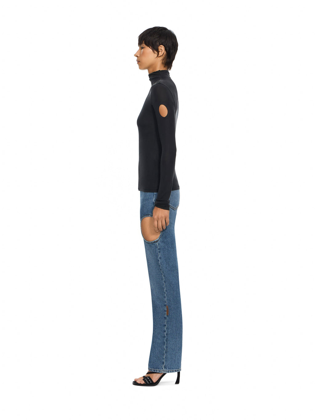 OFF-WHITE CUPRO RIB METEOR LONG SLEEVE TOP BLACK-BLACK — vista 3