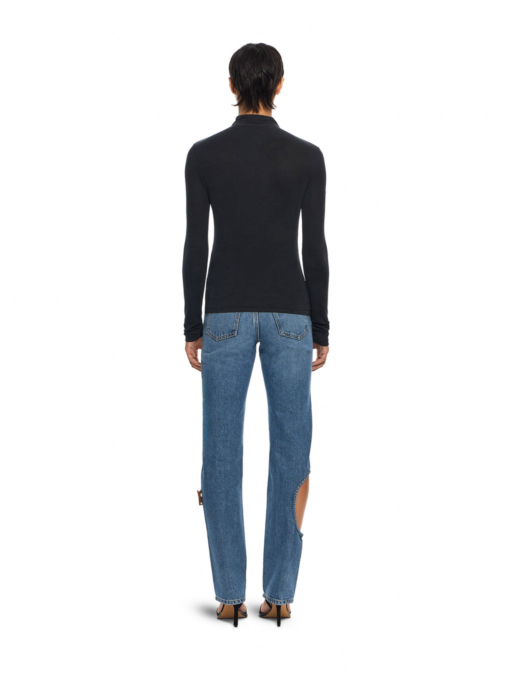 OFF-WHITE CUPRO RIB METEOR LONG SLEEVE TOP BLACK-BLACK — vista 4