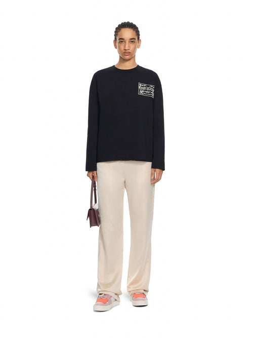 OFF-WHITE EMBROIDERED PAISLEY LOGO LONG SLEEVE T-SHIRT BLACK-BLACK