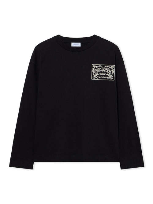 OFF-WHITE EMBROIDERED PAISLEY LOGO LONG SLEEVE T-SHIRT BLACK-BLACK — vista 2