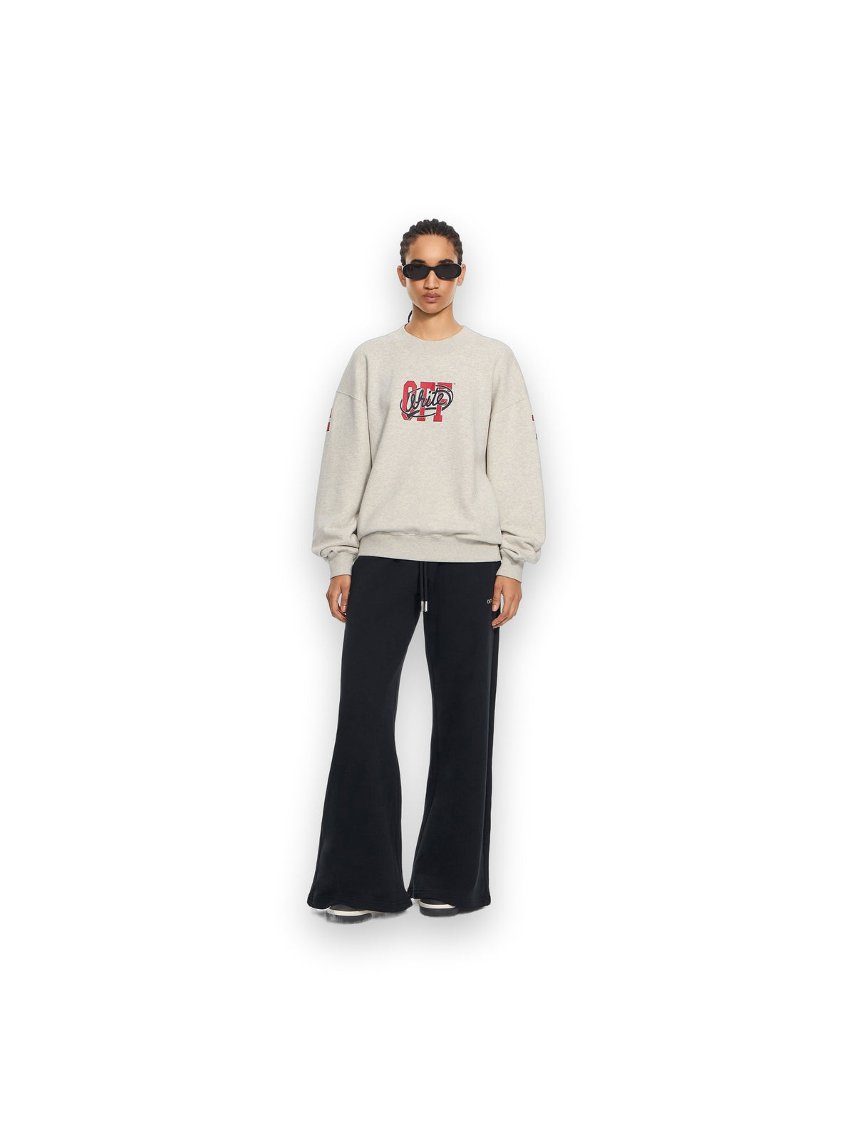 OFF-WHITE OFF COLLEGE OVERSIZED CREWNECK GREY MELANGE HIGH RISK RED