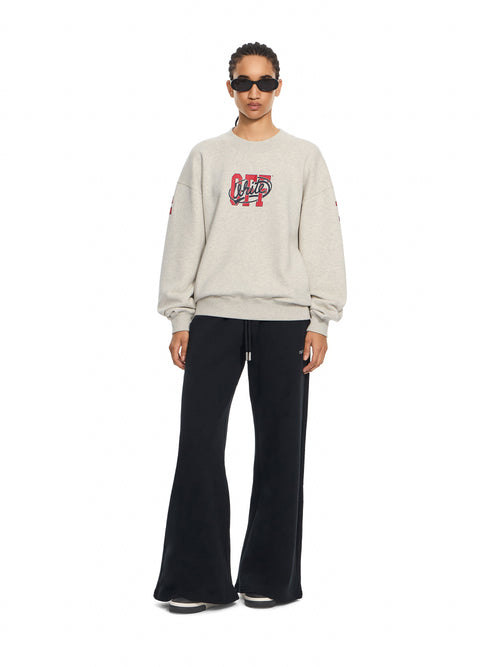 OFF-WHITE OFF COLLEGE OVERSIZED CREWNECK GREY MELANGE HIGH RISK RED