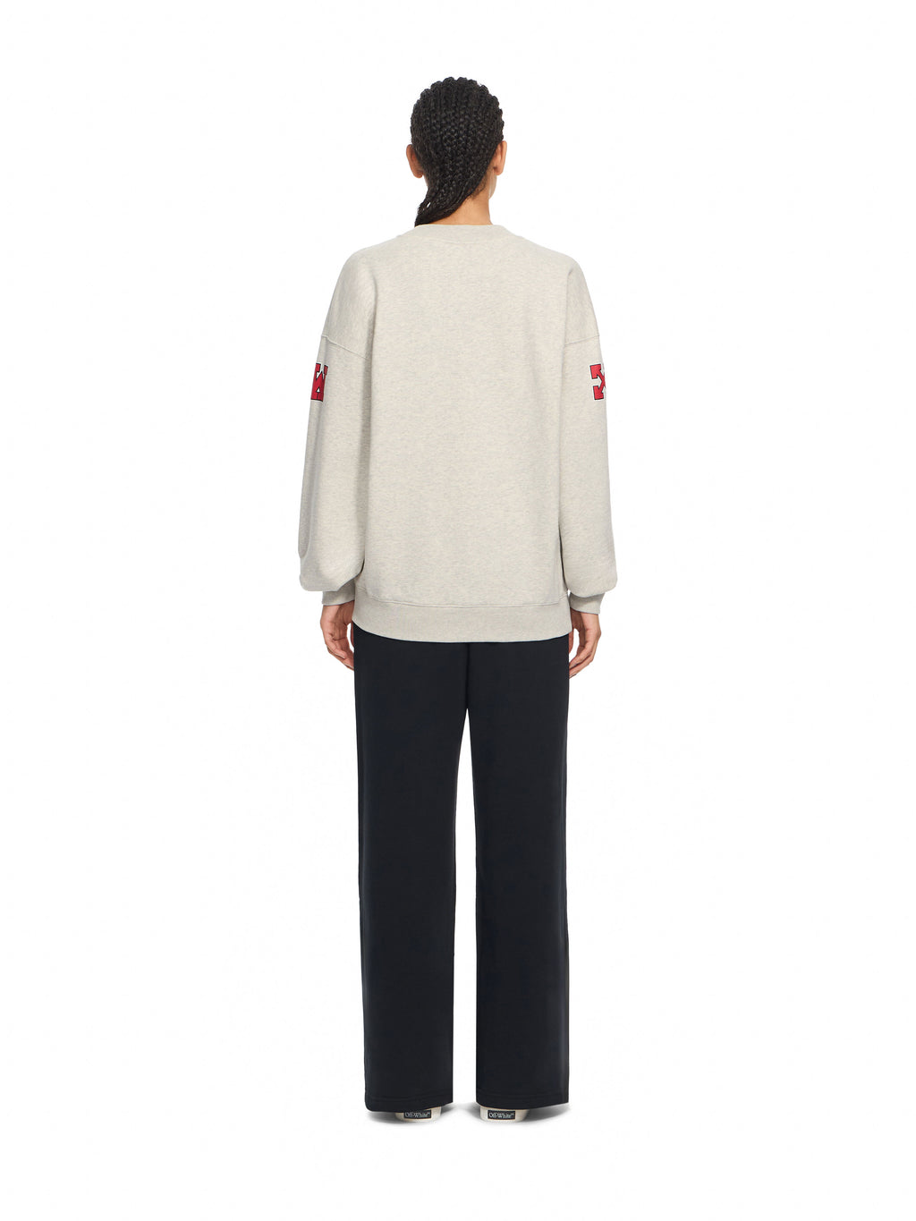 OFF-WHITE OFF COLLEGE OVERSIZED CREWNECK GREY MELANGE HIGH RISK RED — vista 4