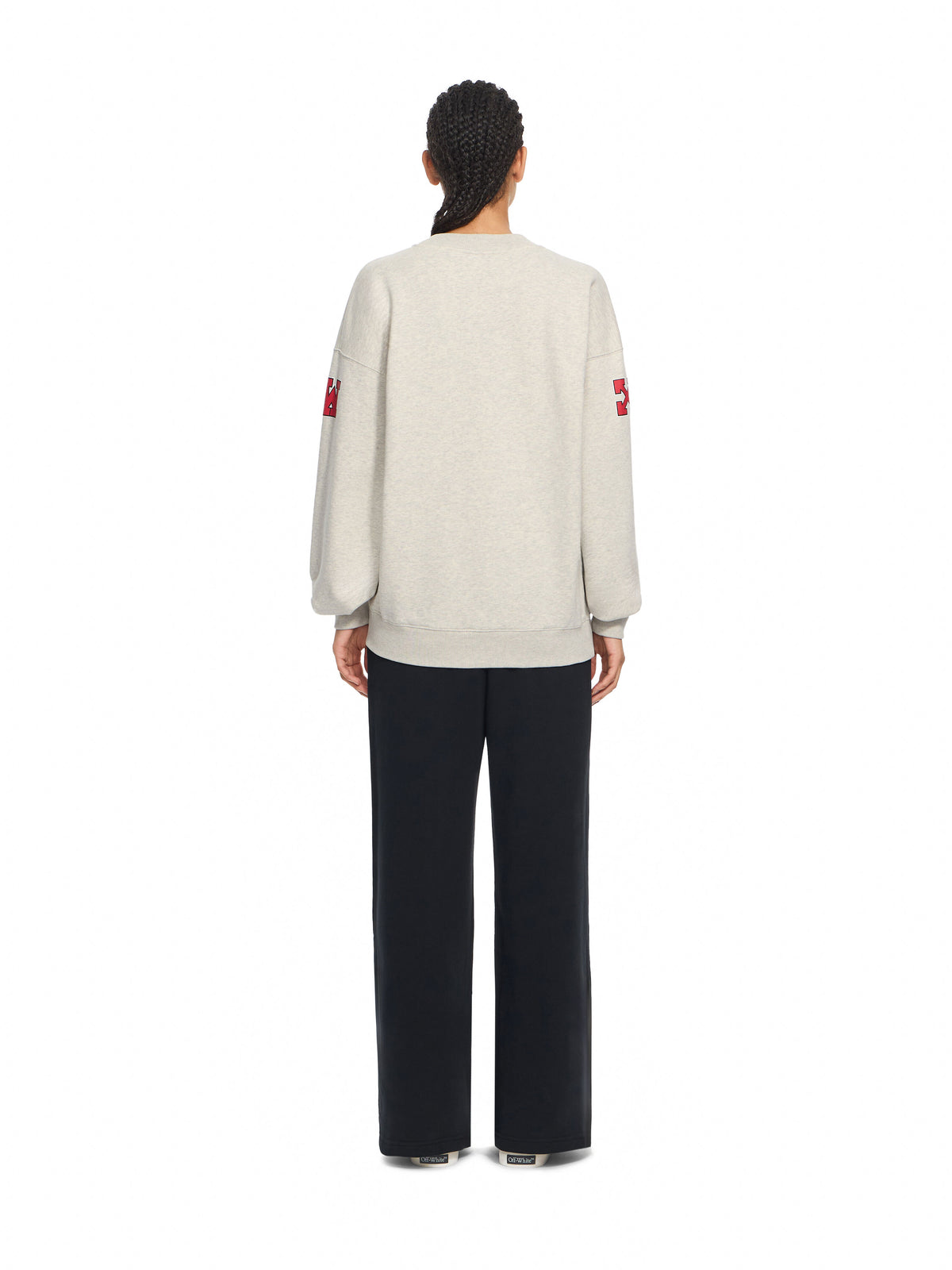OFF-WHITE OFF COLLEGE OVERSIZED CREWNECK GREY MELANGE HIGH RISK RED — vista 4