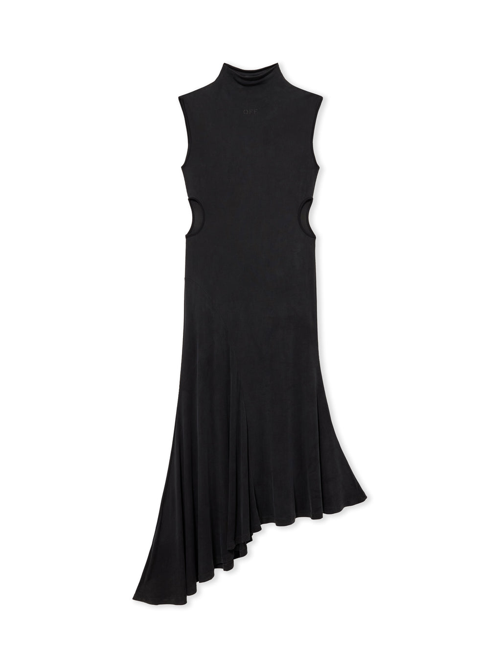 OFF-WHITE CUPRO RIB METEOR ASYMMETRIC DRESS BLACK-BLACK — vista 2