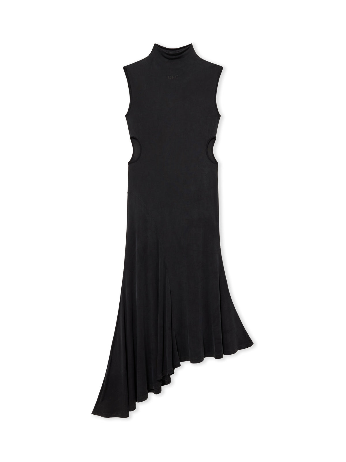 OFF-WHITE CUPRO RIB METEOR ASYMMETRIC DRESS BLACK-BLACK — vista 2