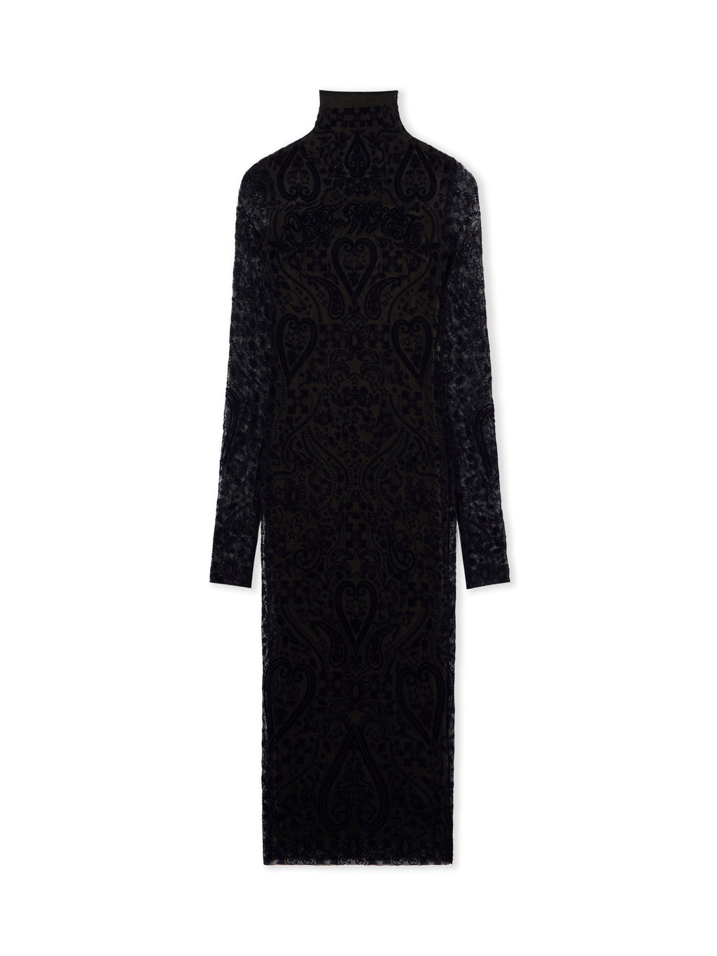 OFF-WHITE PAISLEY FLOCK MOCK-NECK MIDI DRESS DARK SAPPHIRE DARK SAPPHIRE — vista 2
