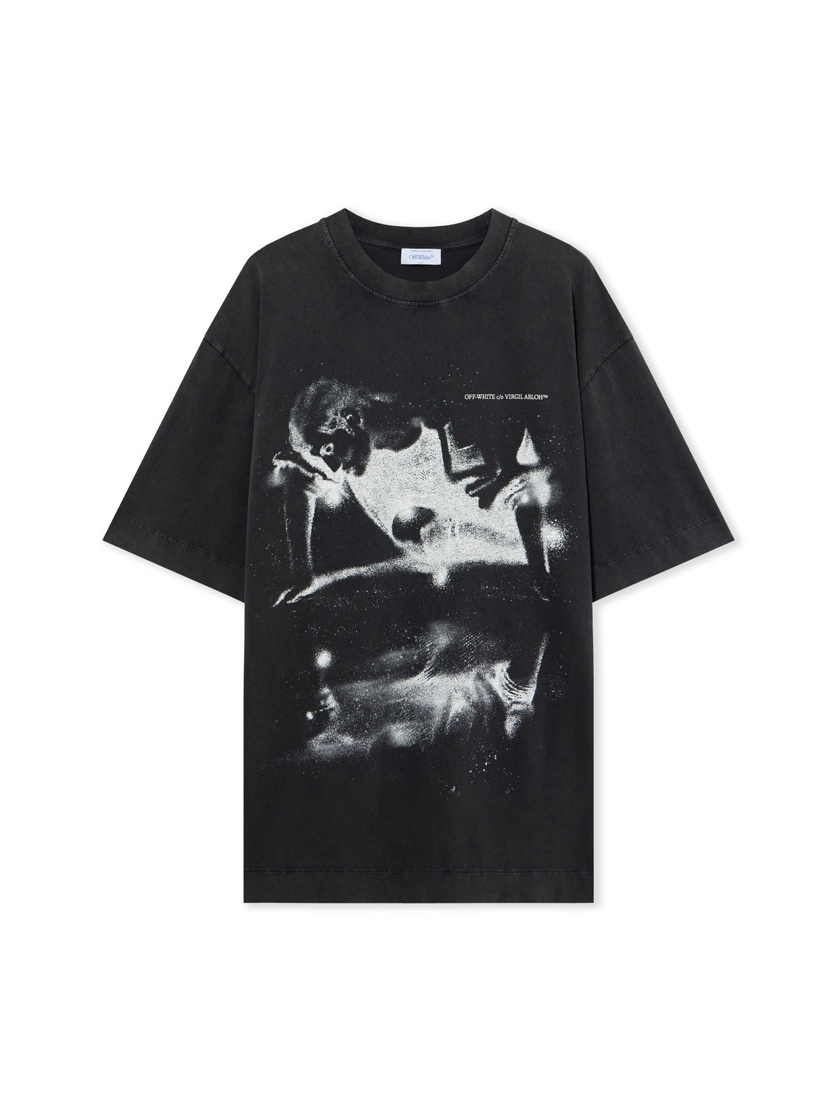 OFF-WHITE DREAMING NARCISO T-SHIRT DRESS FADE OUT BLACK WHITE — vista 2
