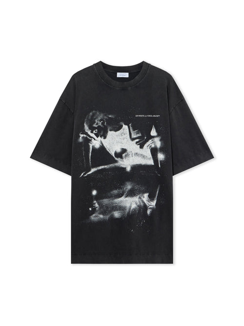 OFF-WHITE DREAMING NARCISO T-SHIRT DRESS FADE OUT BLACK WHITE — vista 2