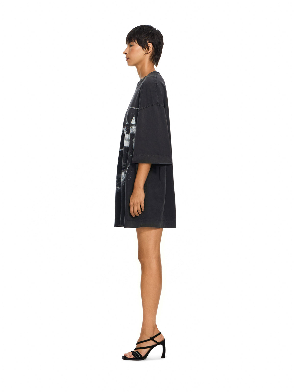 OFF-WHITE DREAMING NARCISO T-SHIRT DRESS FADE OUT BLACK WHITE — vista 3