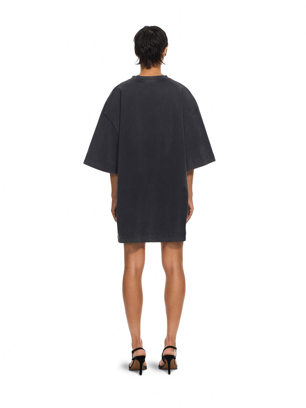 OFF-WHITE DREAMING NARCISO T-SHIRT DRESS FADE OUT BLACK WHITE — vista 4