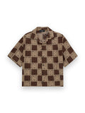 AMIRI MA QUAD CHECKER OVERSIZED CAMP SHIRT EARTH