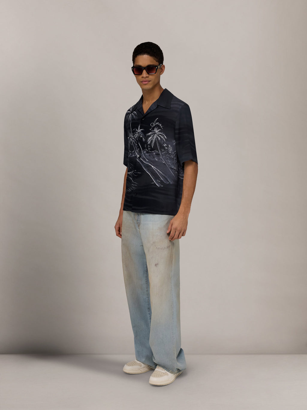 AMIRI PALMS CAMP SHIRT BLACK — vista 3