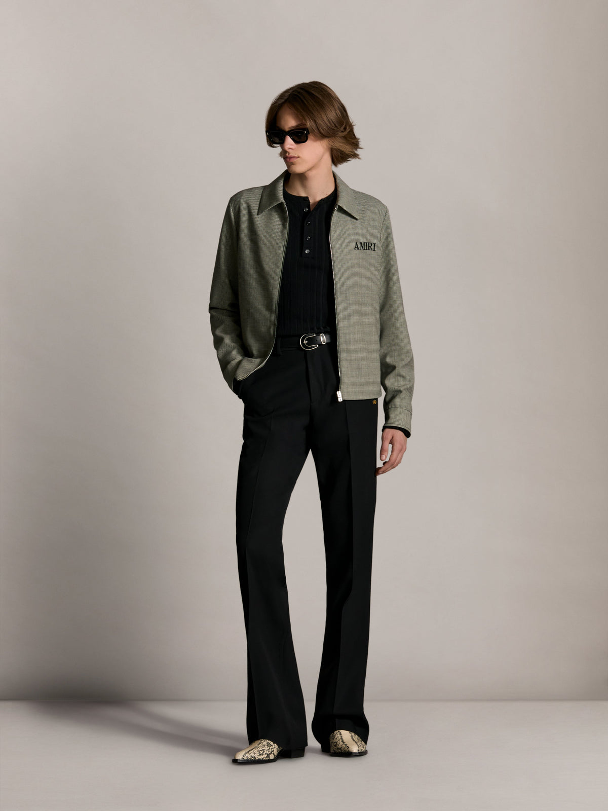 AMIRI HOUNDSTOOTH BLOUSON BLACK — vista 2