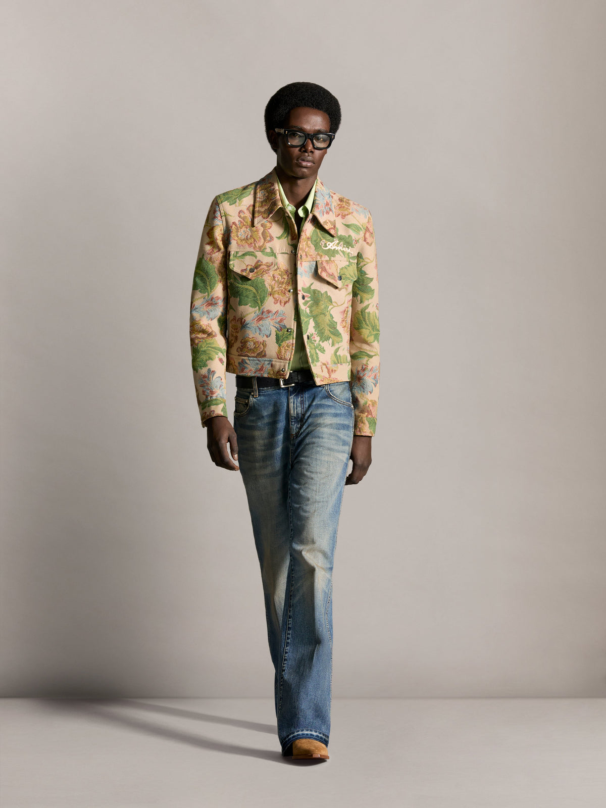 AMIRI FLORAL TAPESTRY JACKET PALE ROSE — vista 3