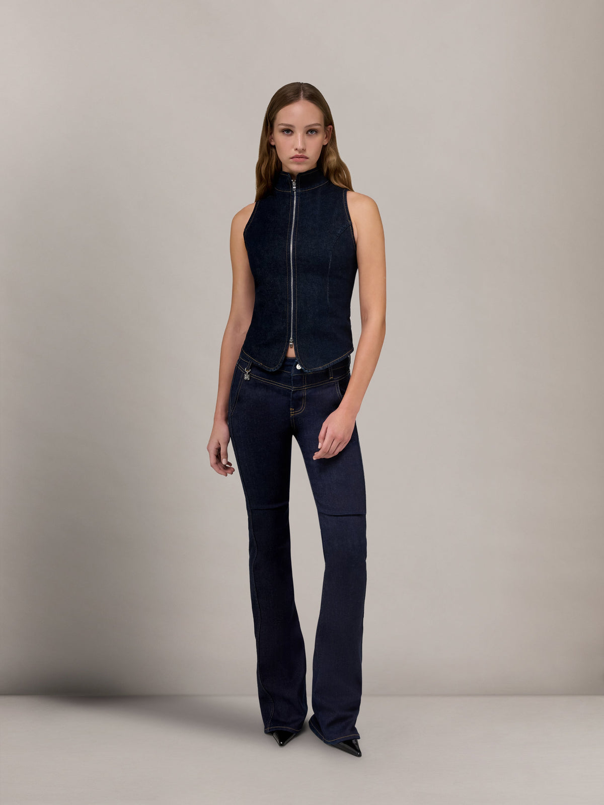 AMIRI AMIRI RAW DENM ZIP TOP RAW INDIGO — vista 2