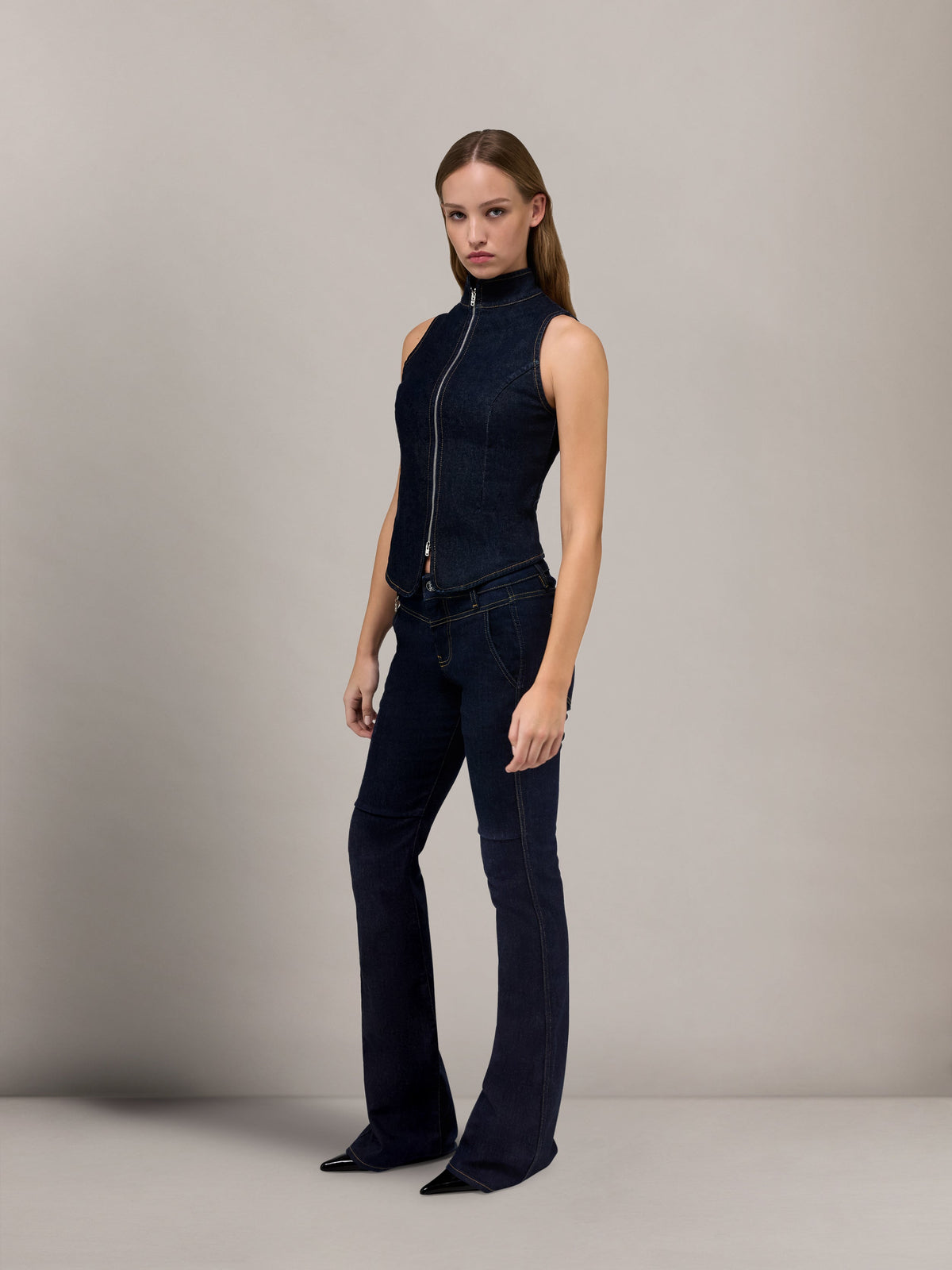 AMIRI AMIRI RAW DENM ZIP TOP RAW INDIGO — vista 3