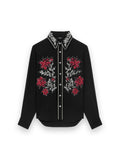 AMIRI EMBELLISHED FLOWERS LONG SLEEVE SHIRT BLACK