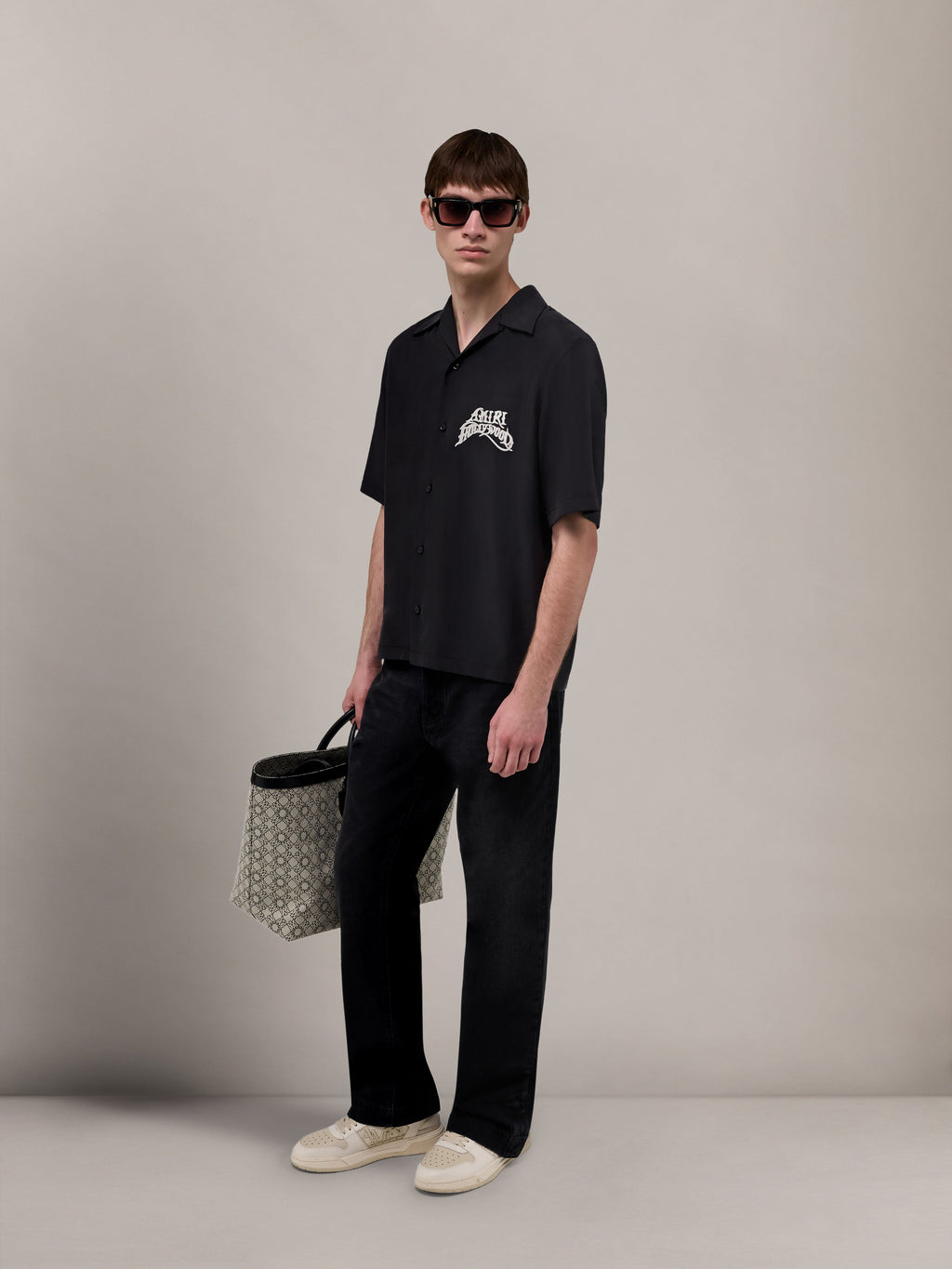 AMIRI HOLLYWOOD CAMP SHIRT BLACK — vista 3