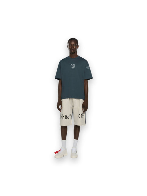 OFF-WHITE BOOKISH SCARF OVERLAP SKATE SWEATSHORTS DARK SLATE