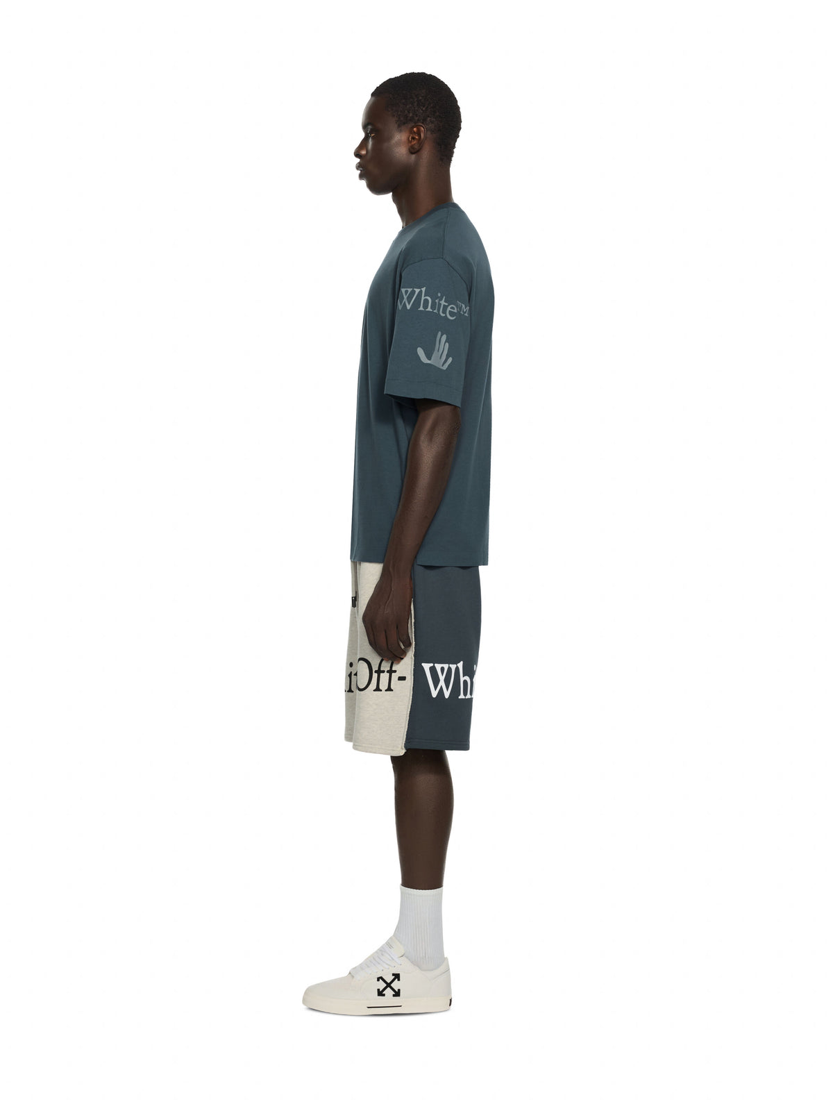 OFF-WHITE BOOKISH SCARF OVERLAP SKATE SWEATSHORTS DARK SLATE — vista 3