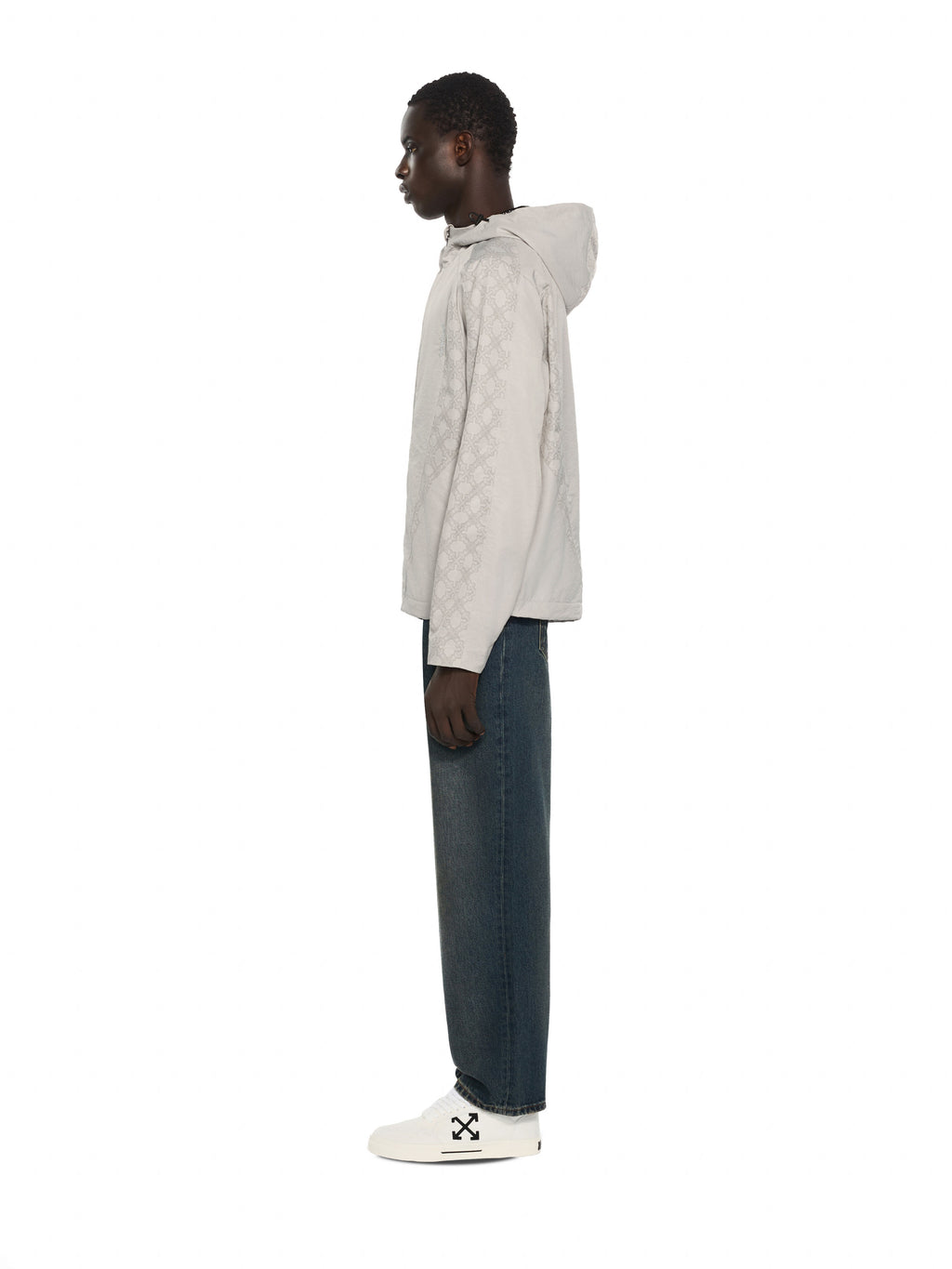 OFF-WHITE OFF LINE RACING WINDBREAKER LIGHT GRAY — vista 3