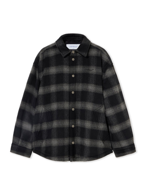 OFF-WHITE FLANNEL WOOL PADDED OVERSHIRT COAT BLACK — vista 2