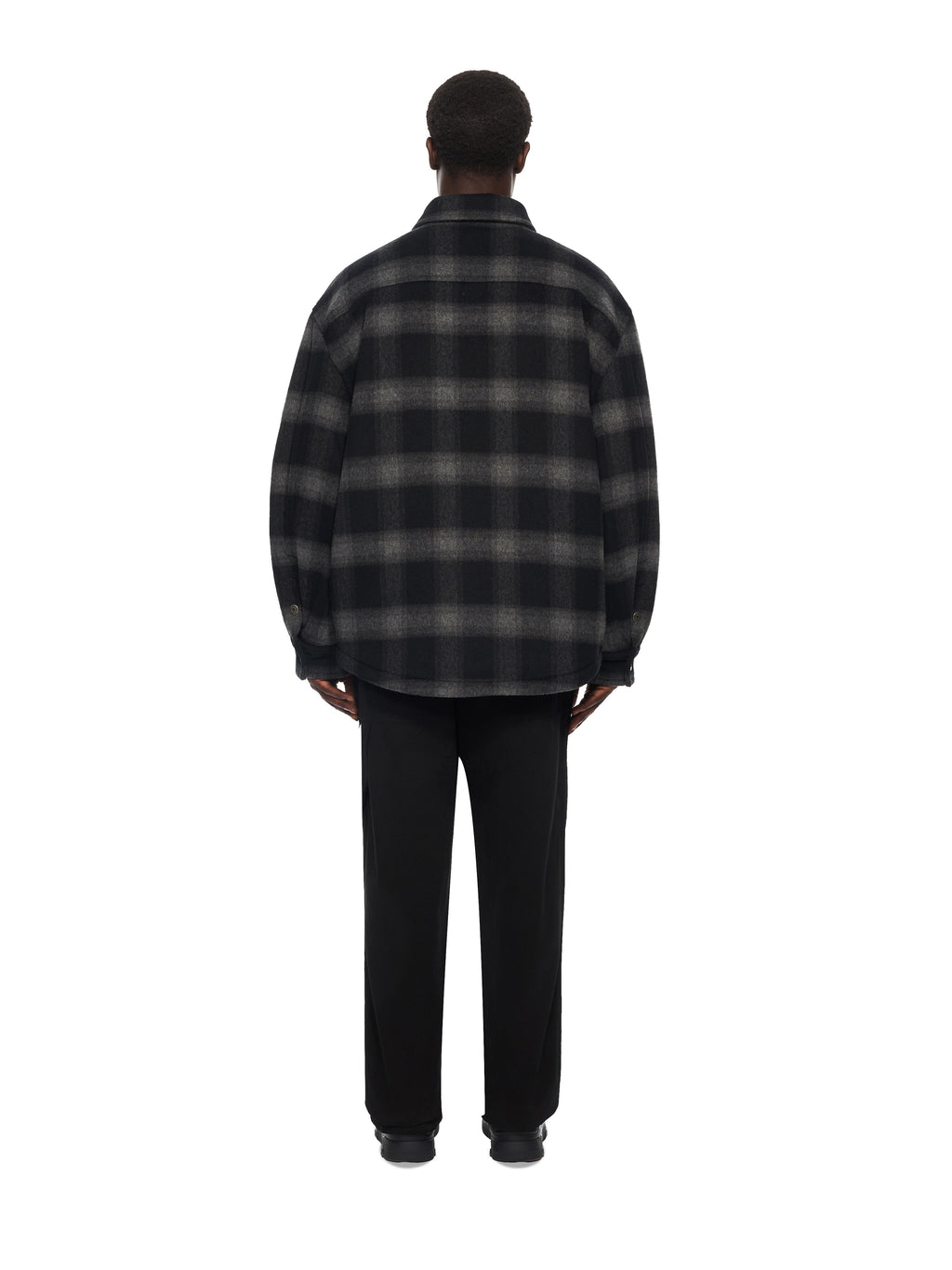 OFF-WHITE FLANNEL WOOL PADDED OVERSHIRT COAT BLACK — vista 4