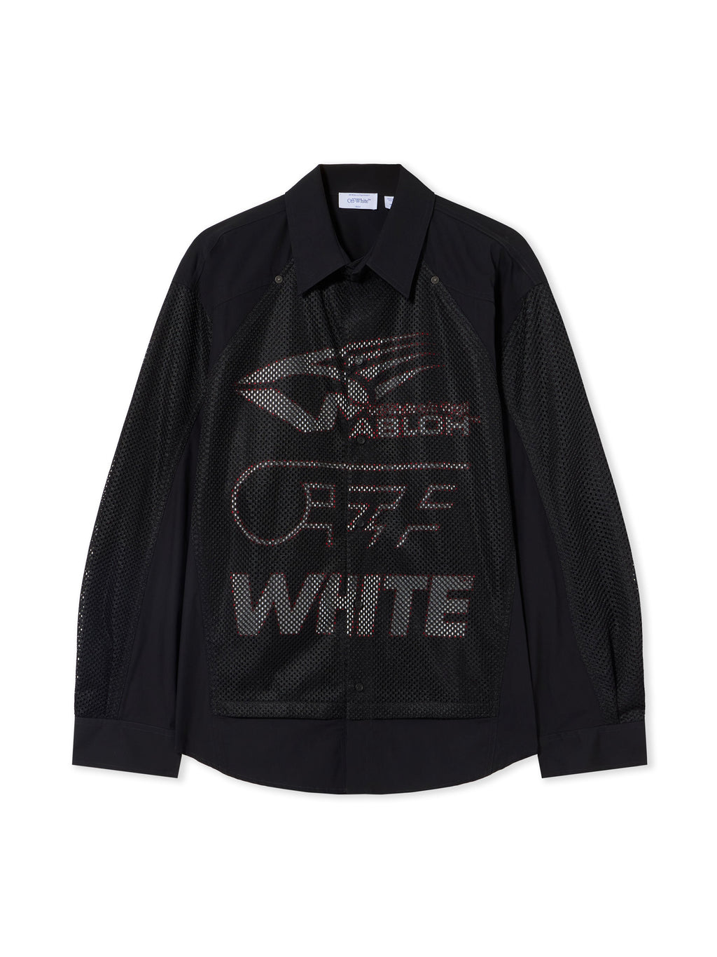 OFF-WHITE RACING STAFF MESH OVERSHIRT BLACK — vista 2
