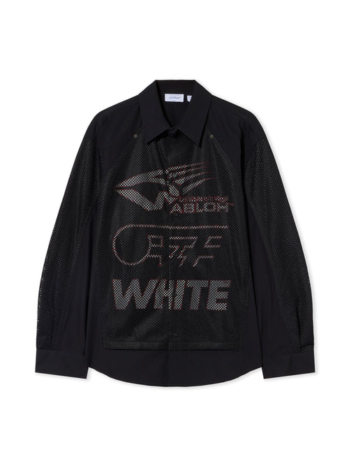 OFF-WHITE RACING STAFF MESH OVERSHIRT BLACK — vista 2