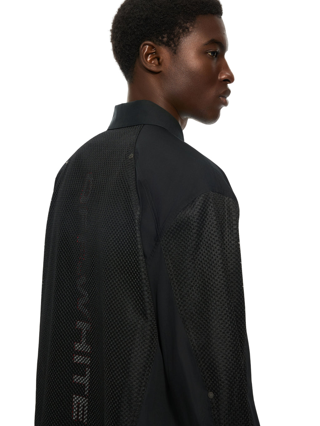 OFF-WHITE RACING STAFF MESH OVERSHIRT BLACK — vista 5