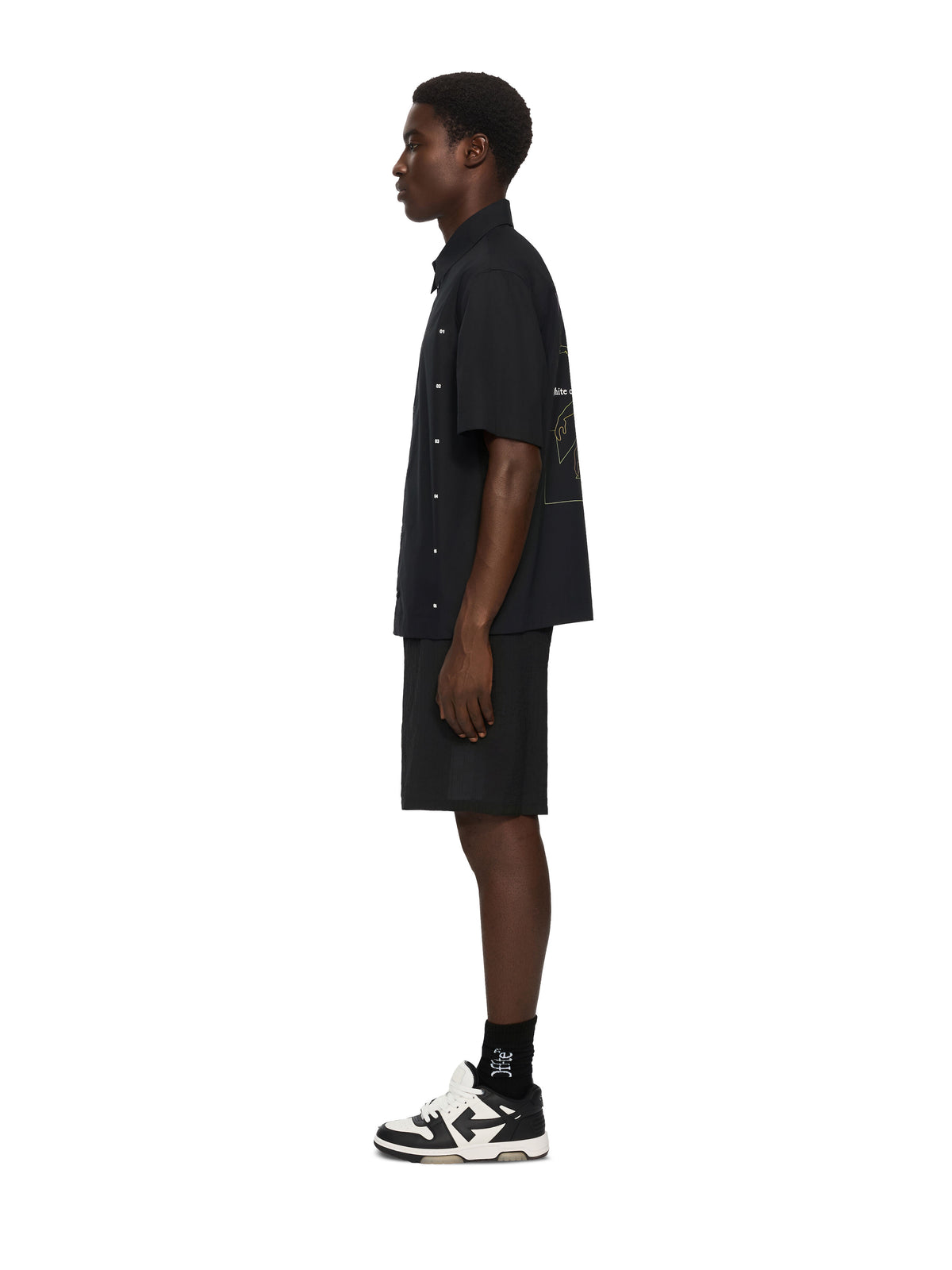 OFF-WHITE CHAKRA ARROW POPLIN SLIM BOWLING SHIRT BLACK — vista 3
