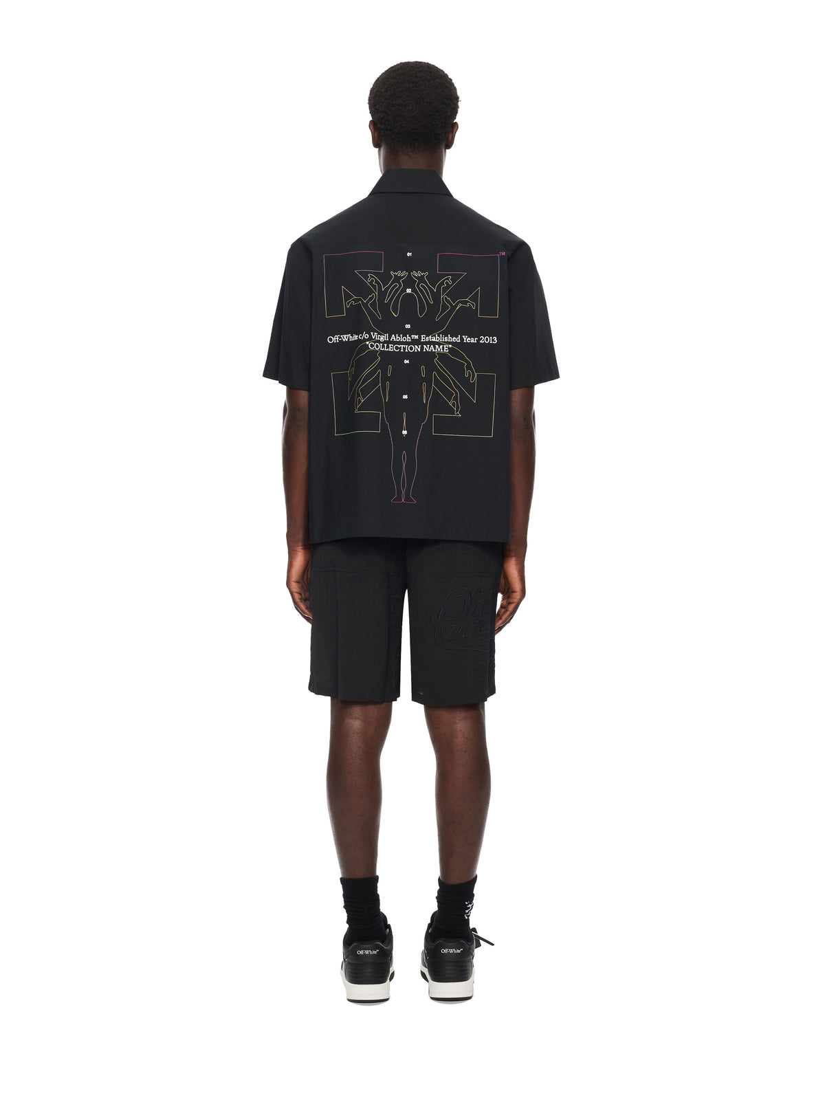 OFF-WHITE CHAKRA ARROW POPLIN SLIM BOWLING SHIRT BLACK — vista 4