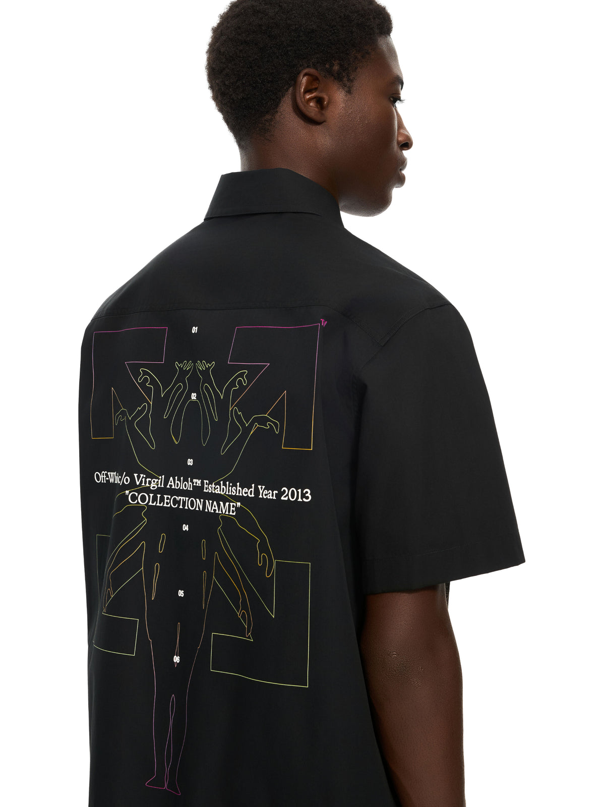 OFF-WHITE CHAKRA ARROW POPLIN SLIM BOWLING SHIRT BLACK — vista 5